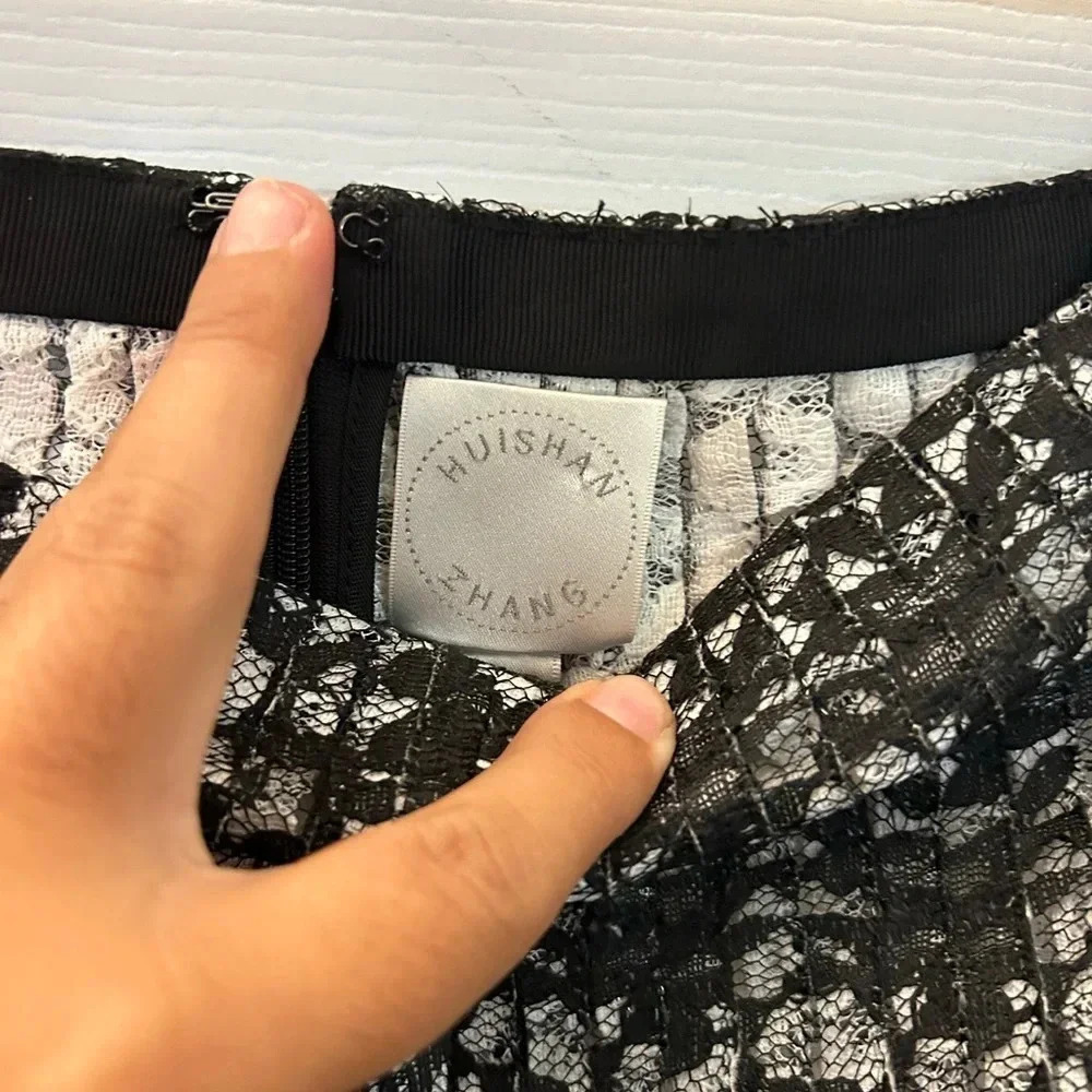 ! Huishan Zhang Pleated Lace Trousers In Black Sz 8 — image 8 of 8